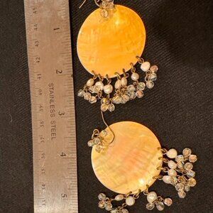 Pearl Disc drop earings